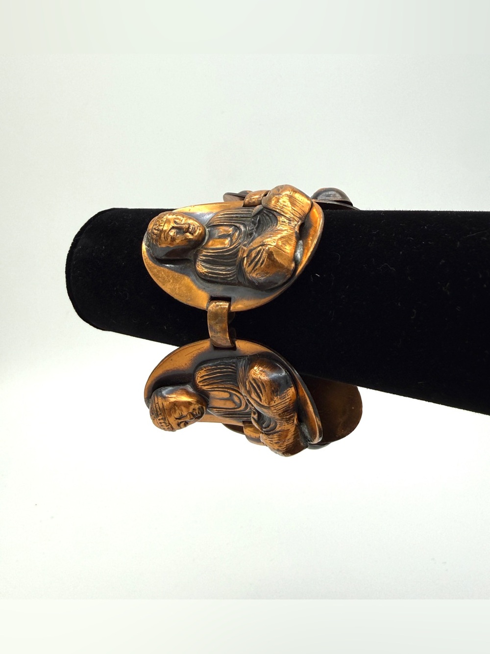 Vintage 1950s–1960s Copper Buddha Panel Bracelet